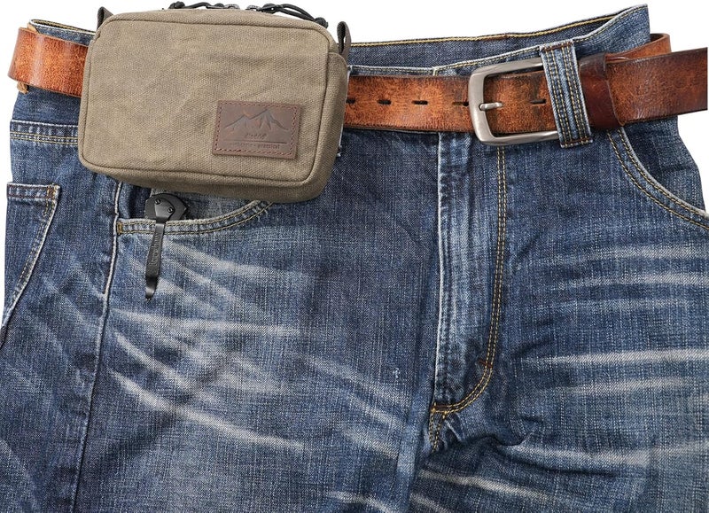 diodrio Belt Pouch for Men Women YKK Zippers EDC Pouch, Belt Bag Waist Pack for Hiking, Water Resistant, Waxed Canvas, Olive - Image 1